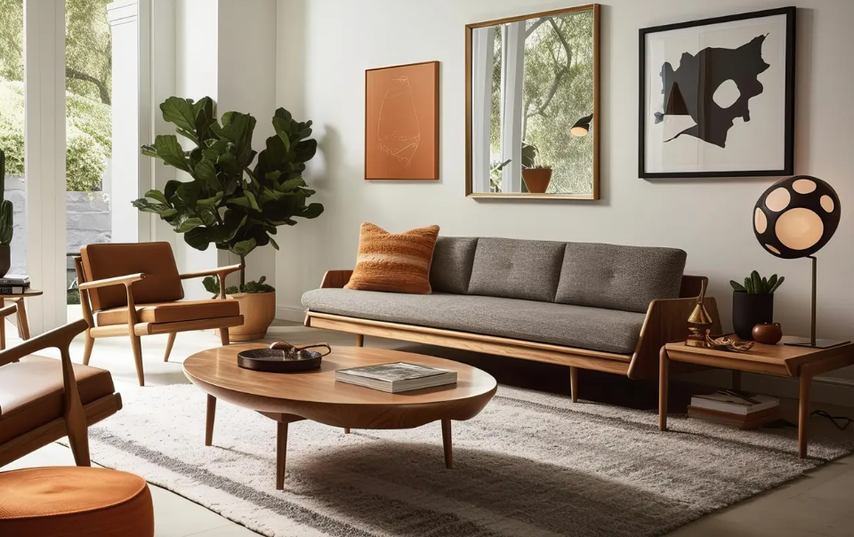 Walnut coffee table with matching tables for living room​